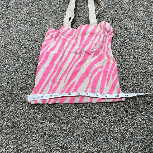 Canvas Bag Hot Pink Zebra Print Small Reusable Grocery Shop Tote - Picture 2 of 5